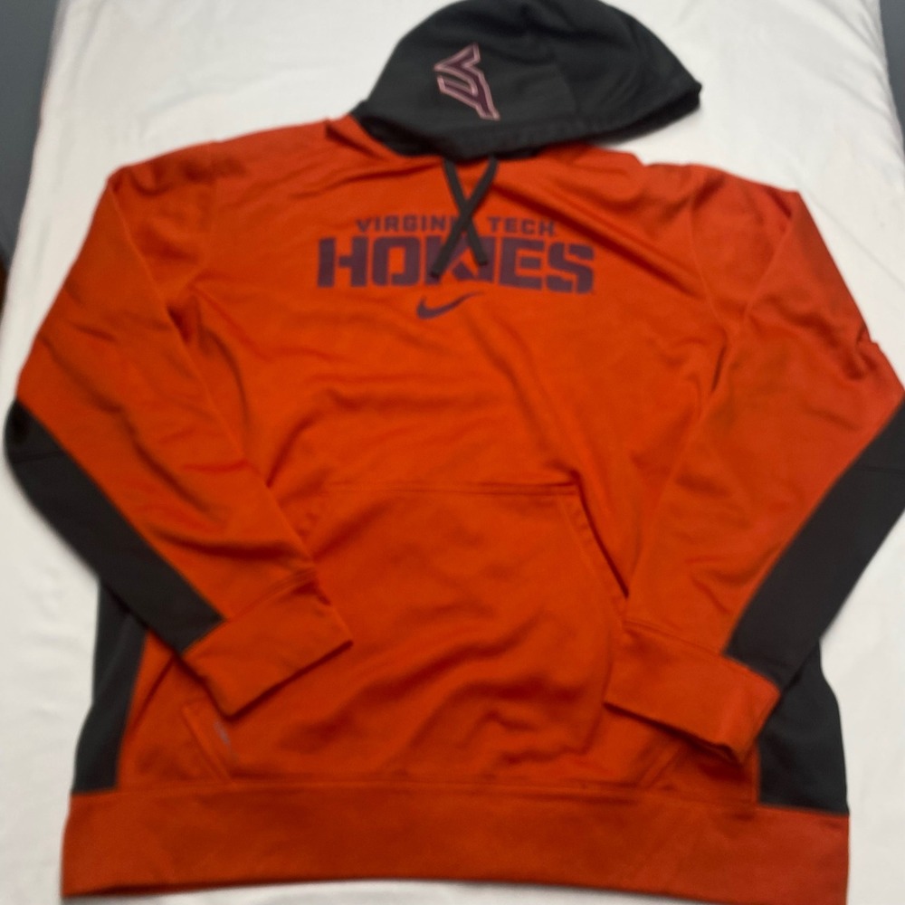 Nike Therma-FIT Virginia Tech Hokies Hoodie Orange Charcoal Mens XL Pullover